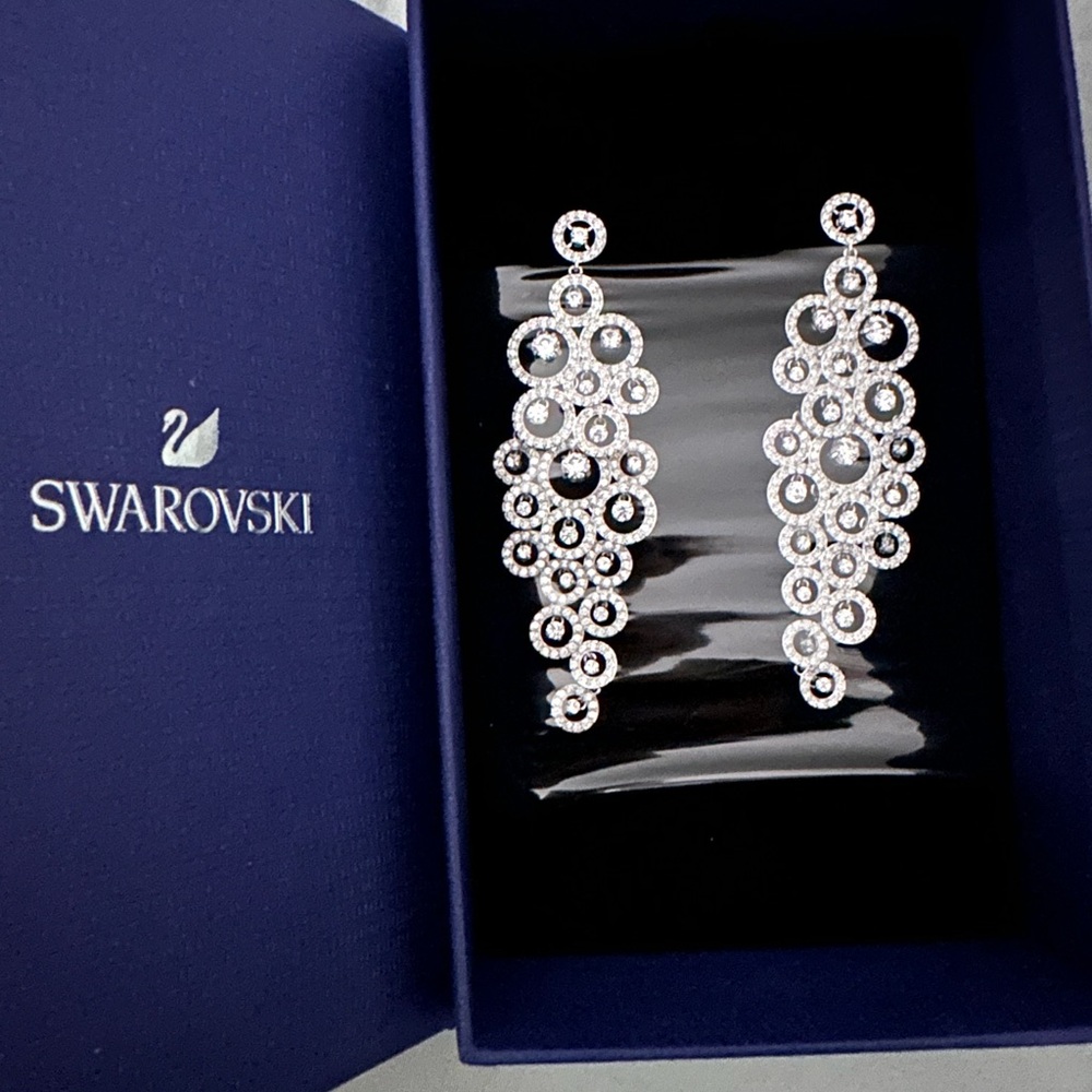 Swarovski Silver Crystal Cluster Earrings